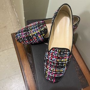 Tweed rainbow multi colors JCrew loafers
